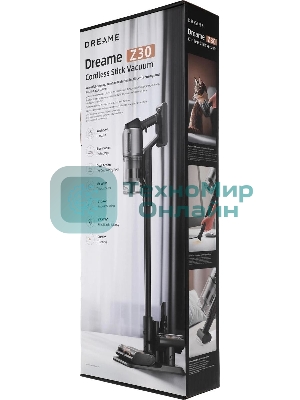 Пылесос вертикальный DREAME Z-Series Z30 черный, питание от аккумулятора, 855 Вт, уборка сухая, пылесборник 0.6 л