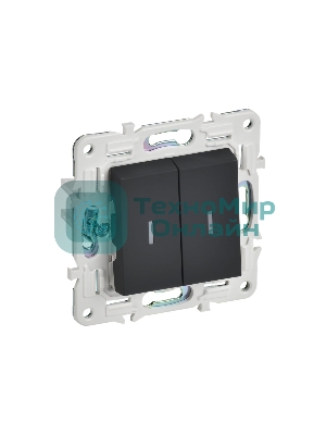 Выключатель IEK SKANDY SK-V09G 2-кл. 10А с индикацией графит SK-V20-1-10-K53