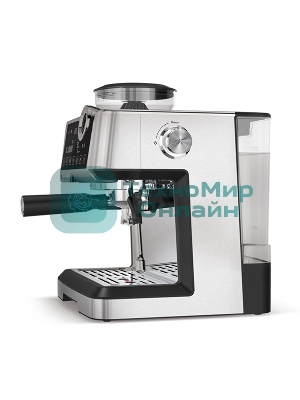 Кофеварка рожковая BQ CM5002 серебристый/черный, исп. кофе - зерновой/молотый, 2,8 л, 2400 Вт, 19 бар