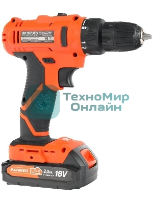Дрель-шуруповерт Patriot BR 187UES, 18 В, 2 Ач, 25 Нм, щеточный