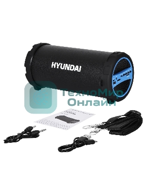 Колонка портативная Hyundai H-PAC220 черный/голубой 10W 1.0 BT/3.5Jack/USB