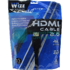 Кабель HDMI C-HM-HM-7.5M Wize, 7.5 м, v.2.0, 19M/19M, позол.разъемы, экран, черный, пакет