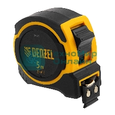 Рулетка Denzel 5м х 25мм, двухкомп. корпус, магнитный обрезиненный зацеп