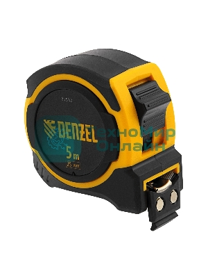 Рулетка Denzel 5м х 25мм, двухкомп. корпус, магнитный обрезиненный зацеп
