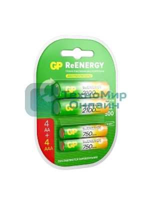 Аккумулятор GP 210AAHC АА+75AAAHC AAA NiMH 2000mAh (4шт)