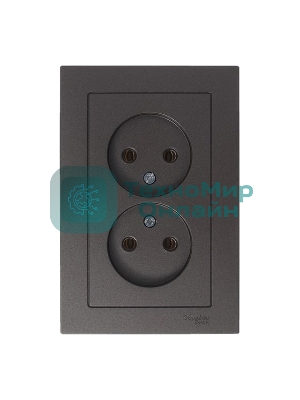Розетка 2-м AtlasDesign без заземл. 16А в сборе мокко SchE ATN000620