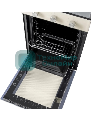 Шкаф духовой электрический Maunfeld EOEC516BG, встраиваемый, 51л, дверца с 2 стеклами, бежевый