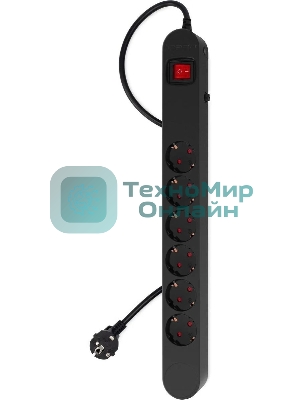 Сетевой фильтр Ippon NF-EU-1.8-10 1.8 м, 6 розеток, черный, коробка