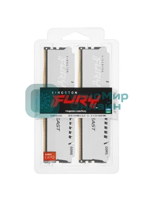 Оперативная память Kingston Fury Beast, DDR5, 64Gb (2x32 GB), 5600 MHz, CL36, DIMM, радиатор, белый