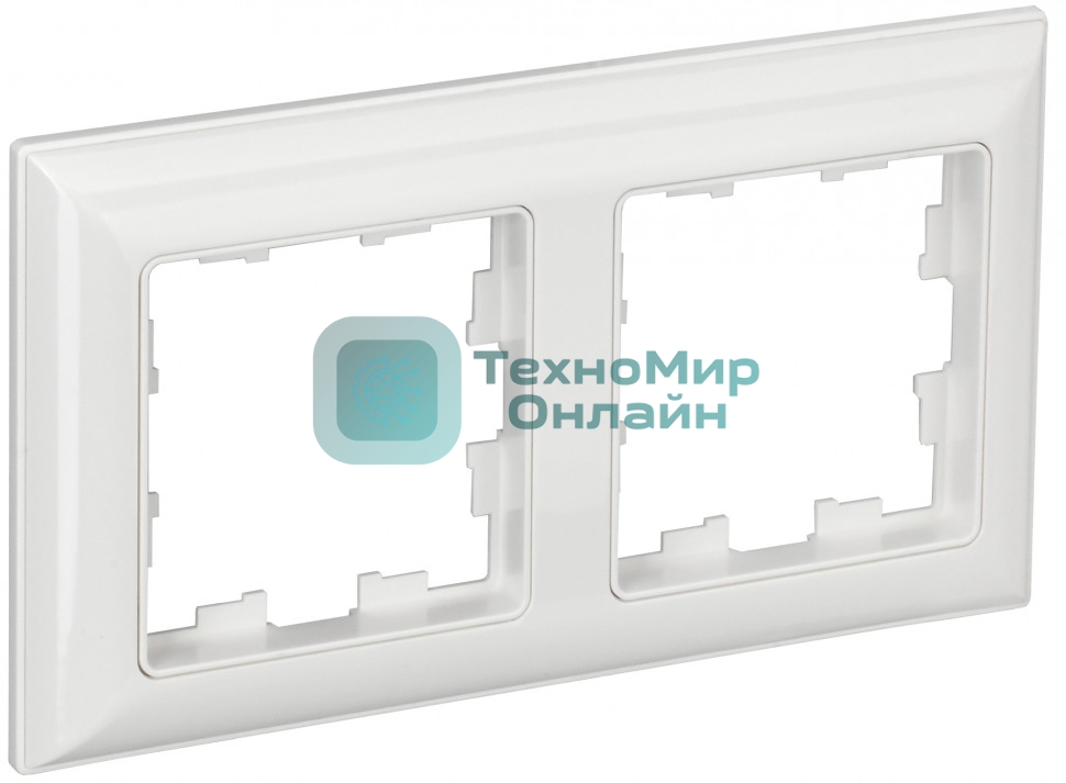 Рамка 2-местная IEK BRITE РУ-2-Бр DECOR 3D-форма белый/белый