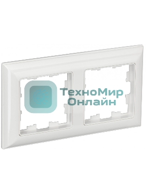 Рамка 2-местная IEK BRITE РУ-2-Бр DECOR 3D-форма белый/белый