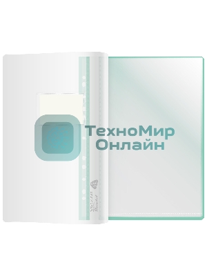 Папка-скоросшиватель Silwerhof 255123-04 A4, прозрачный верхний лист, 30 вкладышей, боковая перфорация, полипропилен зеленый