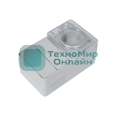 Блок открытого монтажа AtlasDesign PROFI IP54: розетка с заземлением со шторками 16А, выключатель 2-клав.10А, серый