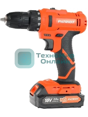 Дрель-шуруповерт Patriot BR 187UES, 18 В, 2 Ач, 25 Нм, щеточный