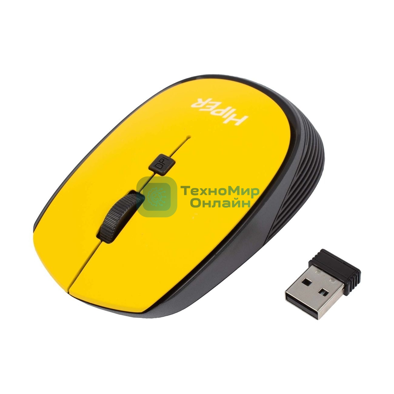 Мышь беспроводная HIPER HOMW-085 желтый, 1600 dpi, радиоканал, USB, кнопки - 4