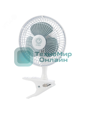 Вентилятор Energy EN-0602 белый/синий, настольный, 15 Вт, 2 скорости, 15 см, на прищепке