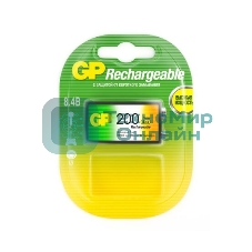 Батарейка аккумуляторная GP, Крона (20R8H, 6F22), Ni-Mh, 200 mAh, 1 шт., в блистере, 20R8H-2CRU1