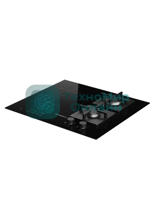 Комбинированная варочная панель Kuppersberg, индукция/газ, High-Tech, 59 см, 9 уровней мощности, блокировка управления, автоматическое отключение, таймер, Booster, слайдерное/механическое управление, черный