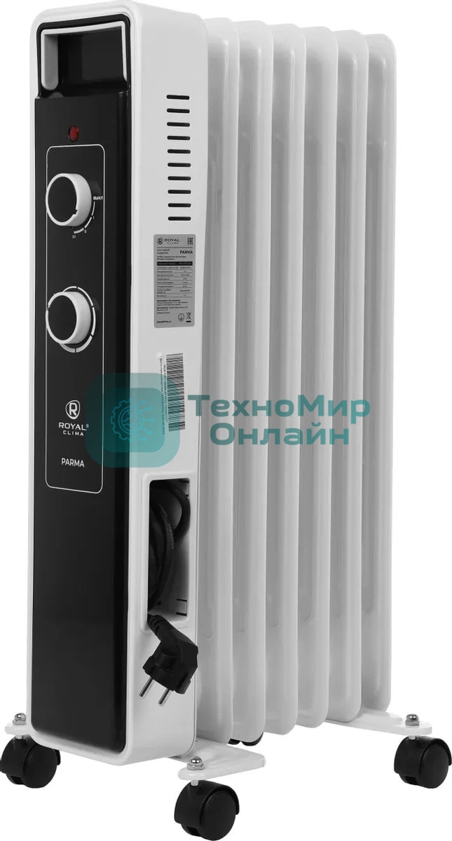 Радиатор масляный Royal Clima PARMA ROR-PR7-1500M 1500Вт белый/черный