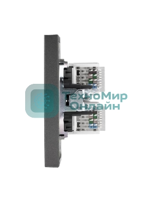 Розетка Kranz STRONG компьютерная двойная RJ45+RJ45 кат6 с/у графит
