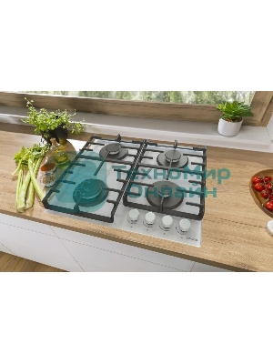 Газовая варочная панель Gorenje GT642AXW, 4 конфорки, закаленное стекло, белый