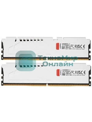 Оперативная память Kingston Fury Beast, DDR5, 64Gb (2x32 GB), 5600 MHz, CL36, DIMM, радиатор, белый