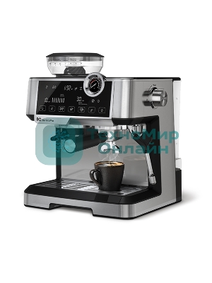 Кофеварка рожковая BQ CM5002 серебристый/черный, исп. кофе - зерновой/молотый, 2,8 л, 2400 Вт, 19 бар