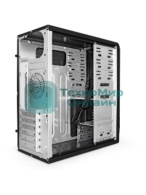 Компьютерный корпус Miditower ExeGate CP-601-UNS500 (ATX, БП UNS500 с вент. 12см, 2*USB, аудио, черный)