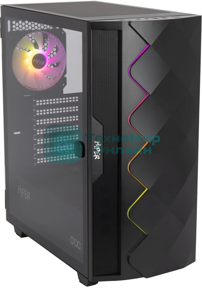 Компьютерный корпус Hiper DCB черный без БП ATX 1x120mm 1x140mm 1xUSB2.0 1xUSB3.0 audio bott PSU