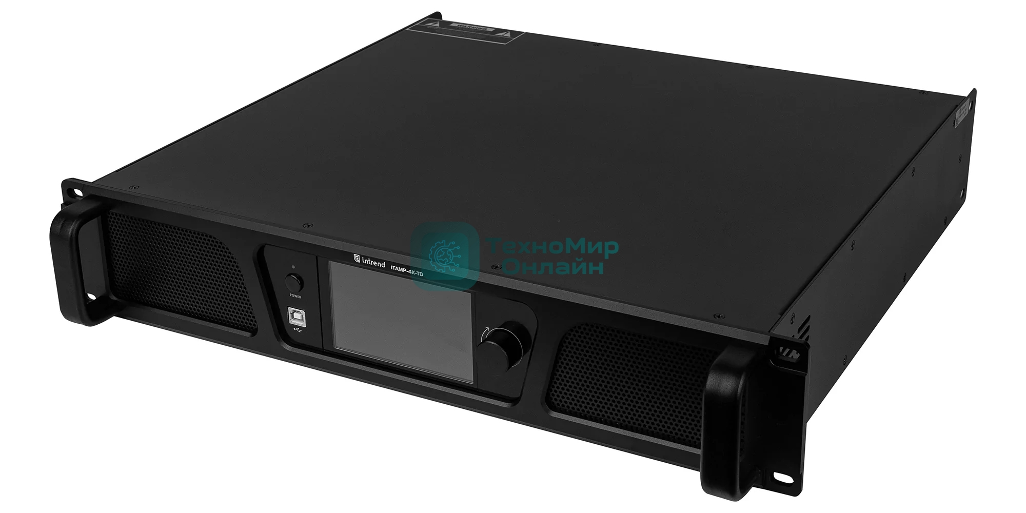 Усилитель INTREND ITAMP-4K-TD четырехканальный, 4x1000W/8Ом, 4x1600W/4Ом, 2x3200/100V, 4x600/70V, поддержка Dante, встроенный DSP