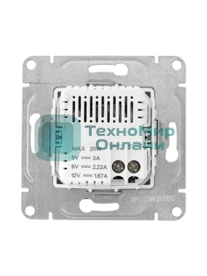 Розетка 2-м СП Эпика USB-C механизм бел. EKF UP1-SOW-2USBC