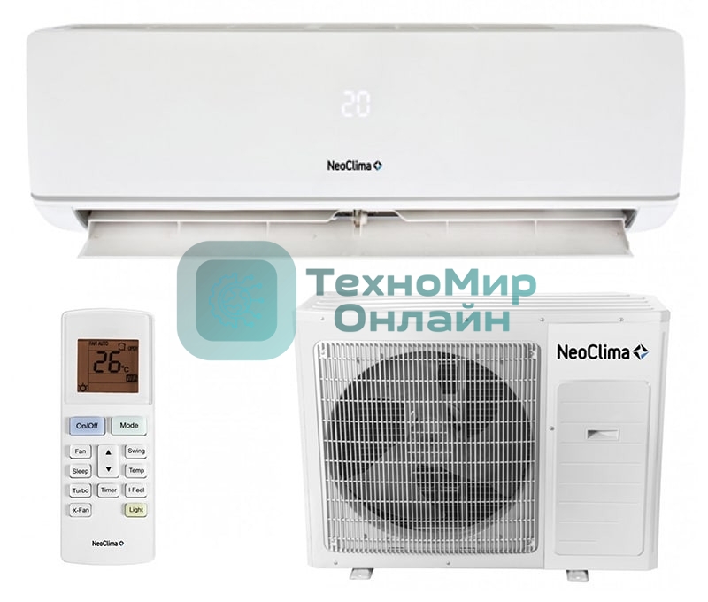 Кондиционер сплит-система Neoclima NS/NU-HAX07R 7000 BTU, 22 м², 26/40 дБ, охлаждение, обогрев, осушение, белый