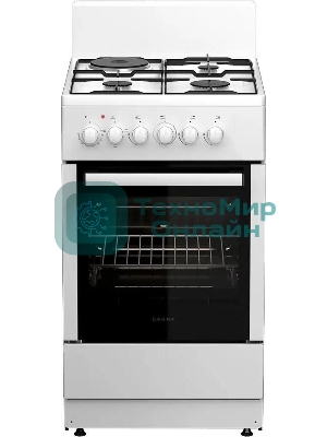 Плита комбинированная Darina 1E КМ241 321 W белый, конфорок 3 газовых и 1 электрическая, духовка 50 л, 50 см x 85 см x 60 см