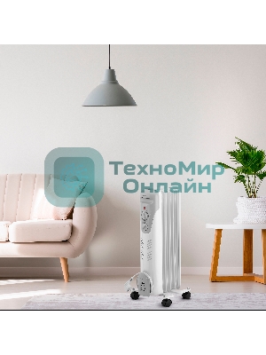 Обогреватель масляный Vitek VT-1707 W (5 секций) белый, 1000 Вт, 10 м2, термостат