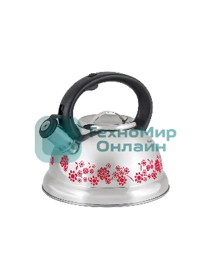 Чайник для плиты из нерж. стали MALLONY MAL-0417B с рисунком, меняющим (3,0 литра, со свистком, капсульное дно) (002103)