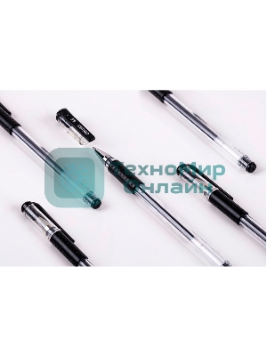 Набор ручек гелевых Deli 6619-BK прозрачный/черный, черные чернила, блистер (3шт), линия 0.5мм, резиновая манжета