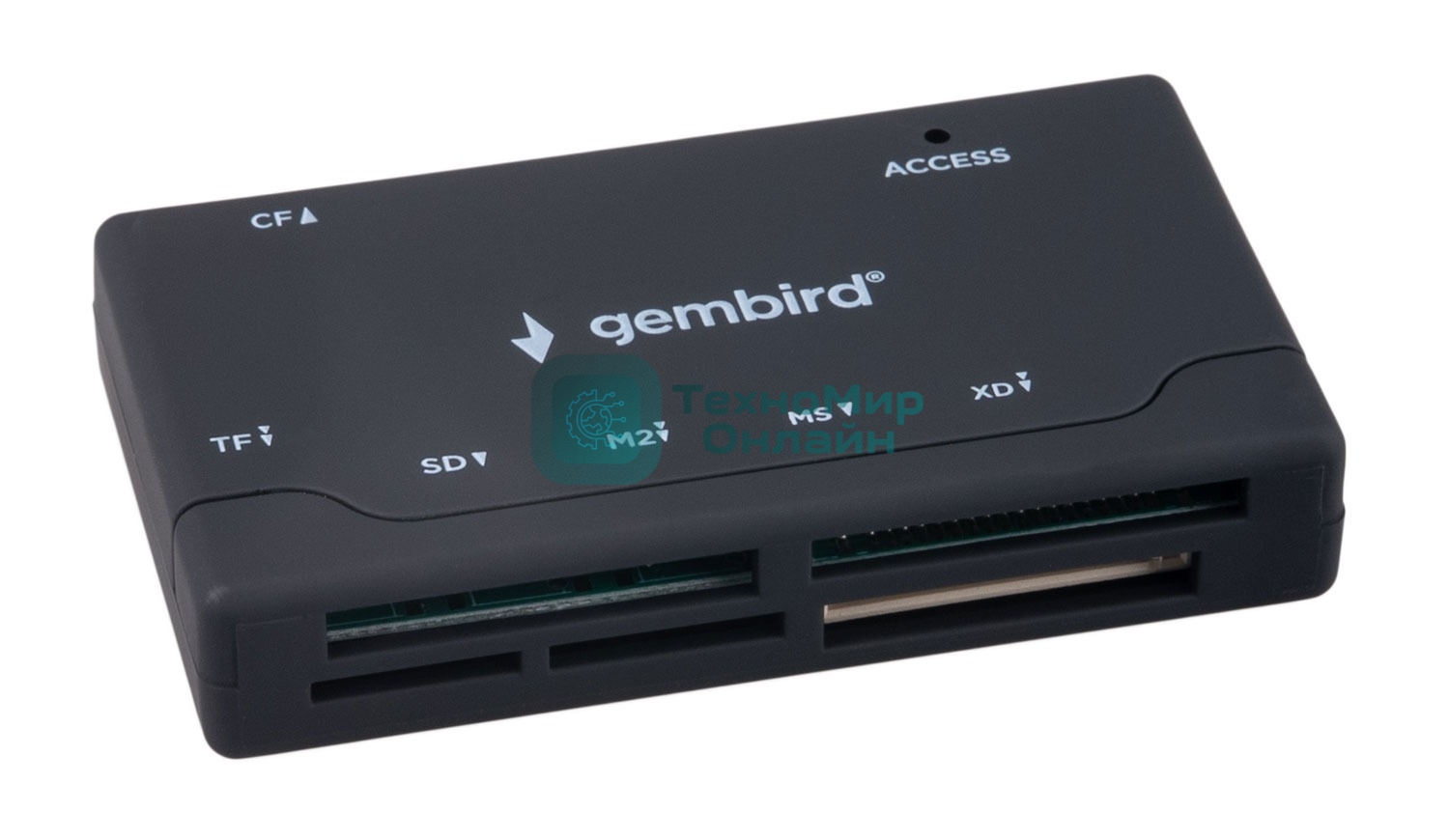 Кард-ридер Gembird FD2-MSD-4/черный/SD/TF/MicroSD/XD/MS/M2/CF/USB 2.0/пластик