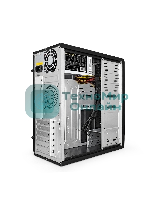 Компьютерный корпус Miditower ExeGate CP-601-UNS500 (ATX, БП UNS500 с вент. 12см, 2*USB, аудио, черный)