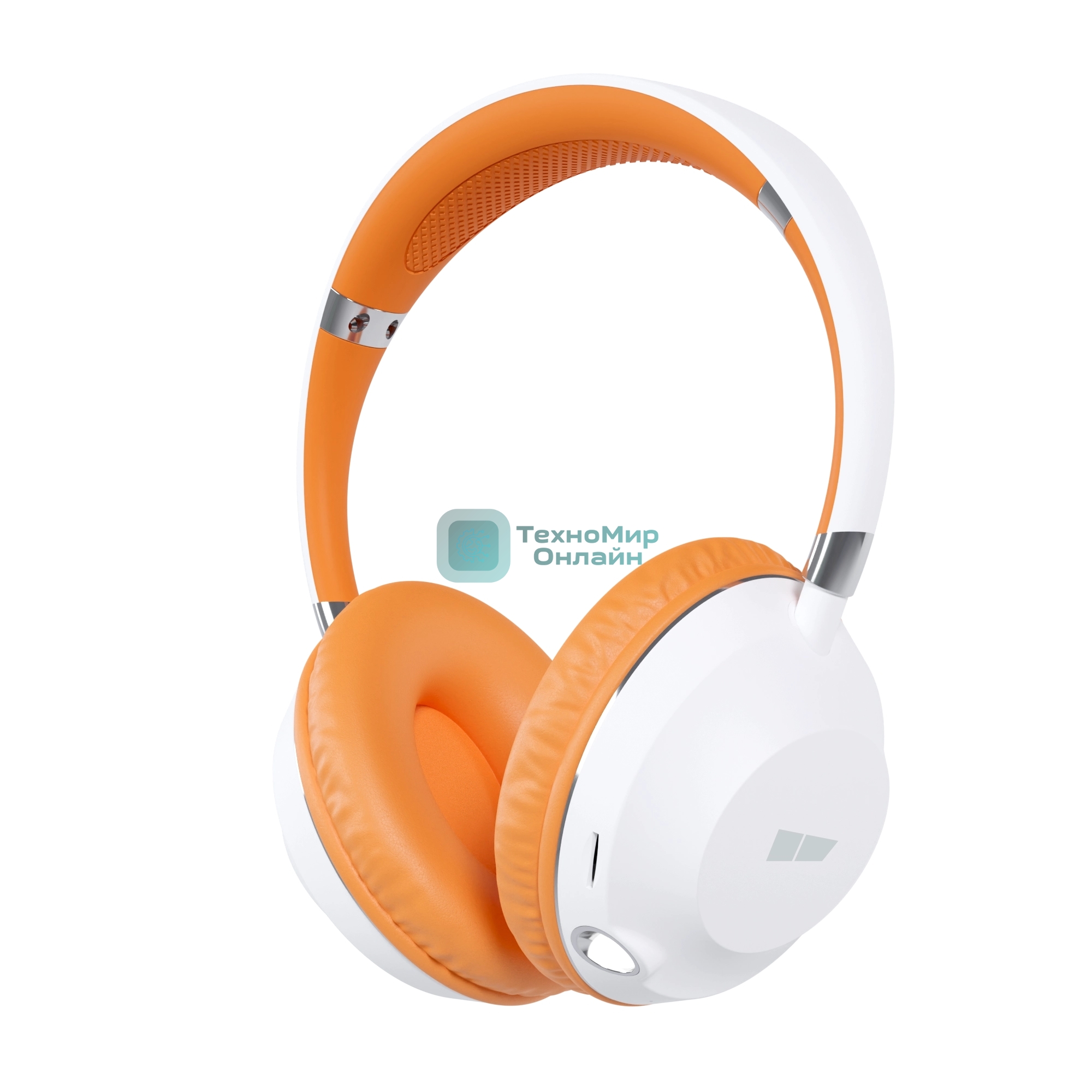 Беспроводные наушники MORE CHOICE HW34S белый/оранжевый, накладные, Bluetooth, до 6 ч