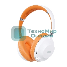 Беспроводные наушники MORE CHOICE HW34S белый/оранжевый, накладные, Bluetooth, до 6 ч