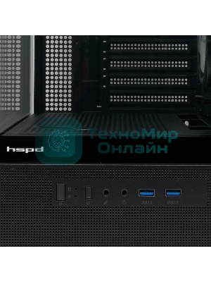 Компьютерный корпус HSPD F710, Panoramic Mid Tower, черный, TG, 0.5 SPCC, 3x120мм ARGb E-ATX, ATX, mATX, mITX 185/395/270мм 2x2.5