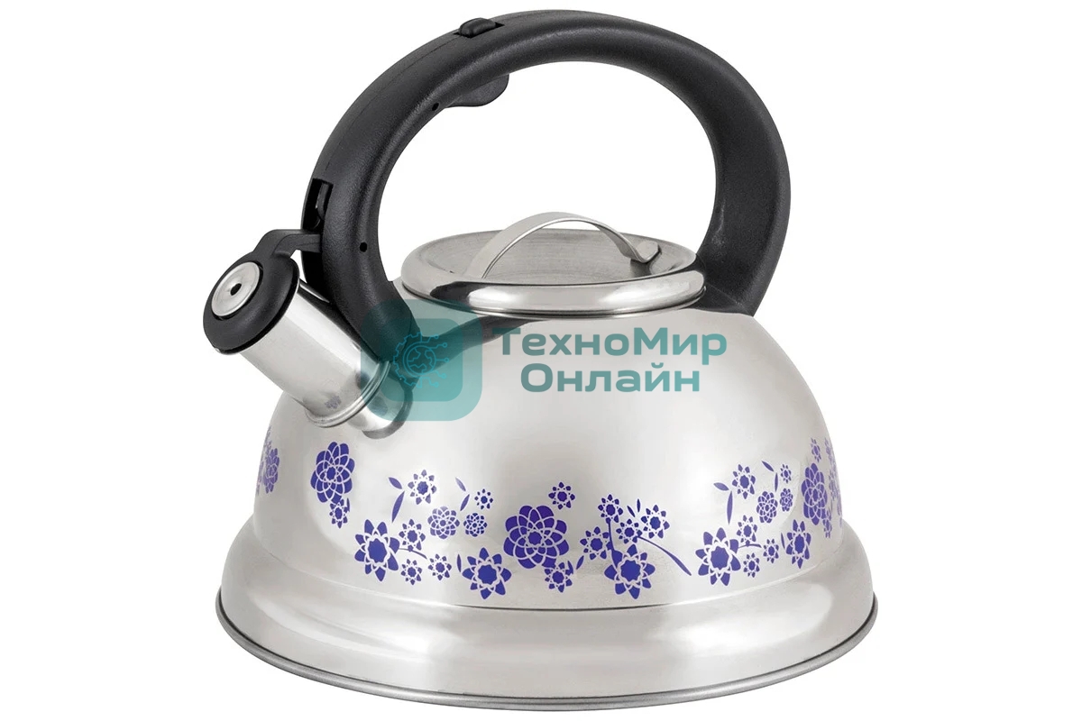Чайник для плиты из нерж. стали MALLONY MAL-0417B с рисунком, меняющим (3,0 литра, со свистком, капсульное дно) (002103)