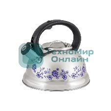 Чайник для плиты из нерж. стали MALLONY MAL-0417B с рисунком, меняющим (3,0 литра, со свистком, капсульное дно) (002103)