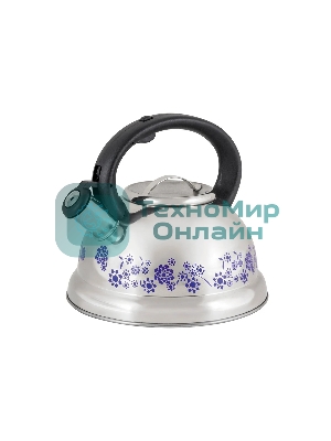 Чайник для плиты из нерж. стали MALLONY MAL-0417B с рисунком, меняющим (3,0 литра, со свистком, капсульное дно) (002103)