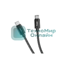 Кабель OLMIO REEL, Type-C - Type-C, 60W 3A, 1.2м, тканевая оплетка, черный
