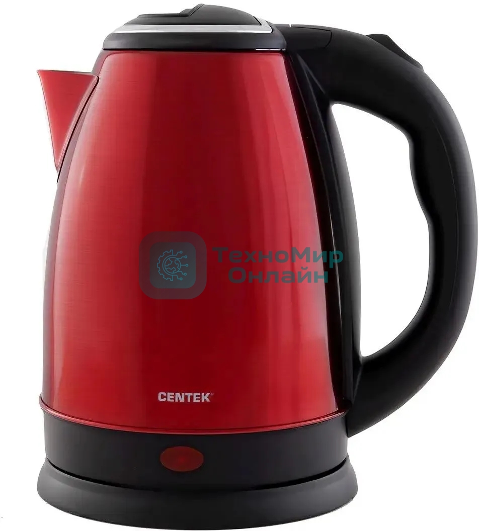 Чайник Centek CT-1068 RED (красный) металл 2л, 2000W, хромированная вставка на крышке