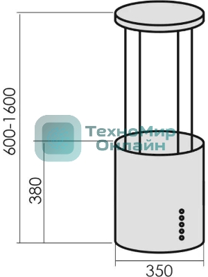 Вытяжка каминная MBS Petunia 135 Island Inox нержавеющая сталь управление: кнопочное (1 мотор)