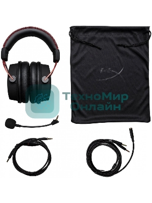 Гарнитура HyperX Cloud Alpha чёрный-красный, проводная, 2 x 3.5 мм, съёмный микрофон с шумоподавлением, регулятор громкости на кабеле