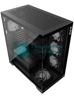 Компьютерный корпус XPG INVADER X BLACK (INVADERXMT-BKCWW) Mid-Tower Gaming ATX PC Case with Panoramic View, Tempered Glass Panels, and RGb Lighting Black