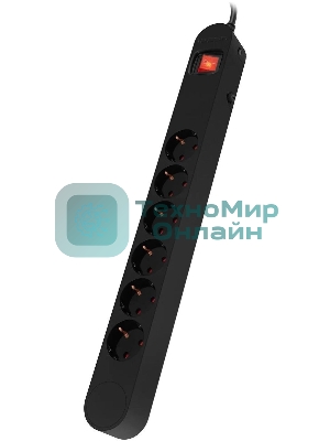 Сетевой фильтр Ippon NF-EU-1.8-10 1.8 м, 6 розеток, черный, коробка